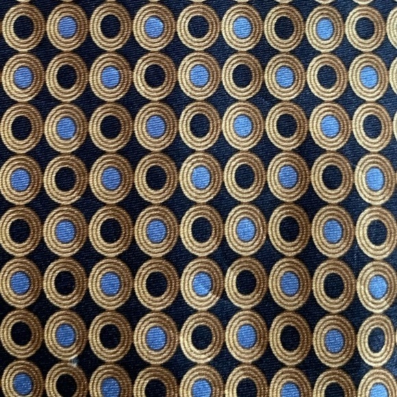 Lanvin Blue & Tan Circles Satin Tie - Picture 8 of 8